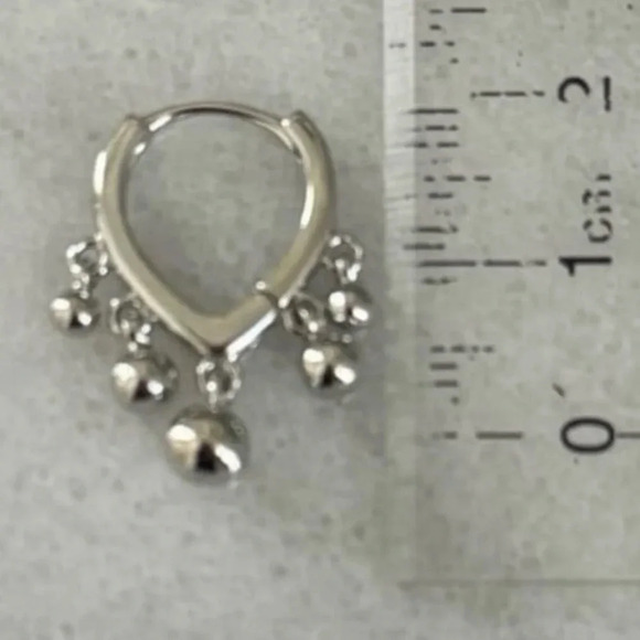 Sterling Silver Triangle Beaded Fringe Hoop Earrings 
Brand New - Picture 3 of 4